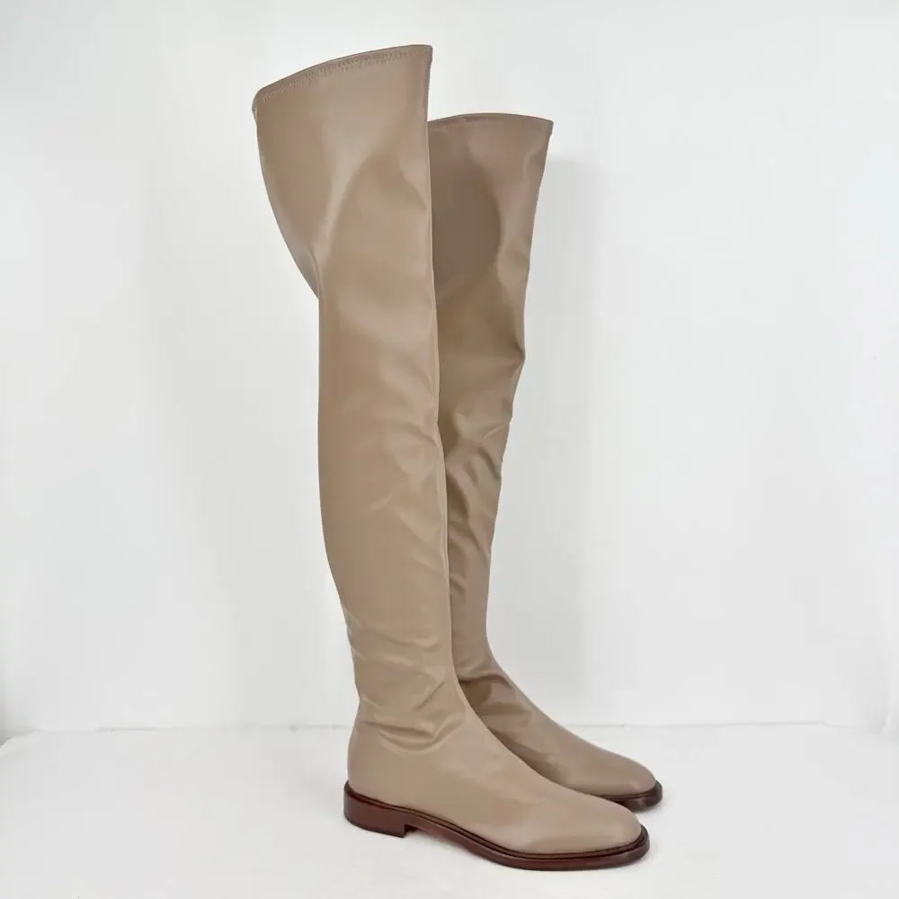 Schutz Womens Kaolin Over The Knee Flat Boots US 8 B EU 38.5 Beige NWOB - Picture 5 of 11